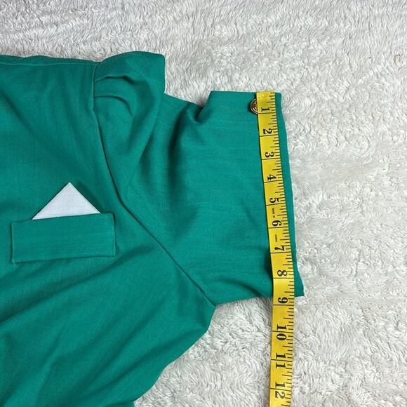 Vintage 80s VLP Plus teal button down power suit dress, size 24 - Picture 5 of 11